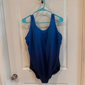Lands' End Navy Blue Ombré Swimsuit